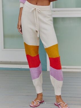 Anthropologie Daily Practice Huddle Up Sweatpants L Colorblock Knit Joggers NWT